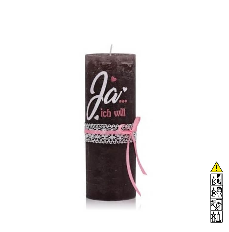 Hochzeitskerze Rustica "Ja ich will" 190 x 68 mm in schlamm (ohne Beschriftung) Individuelle Hochzeitskerze kaufen für die Trauung Rustica "Ja ich will" 190 x 68 mm in schlamm (ohne Beschriftung)