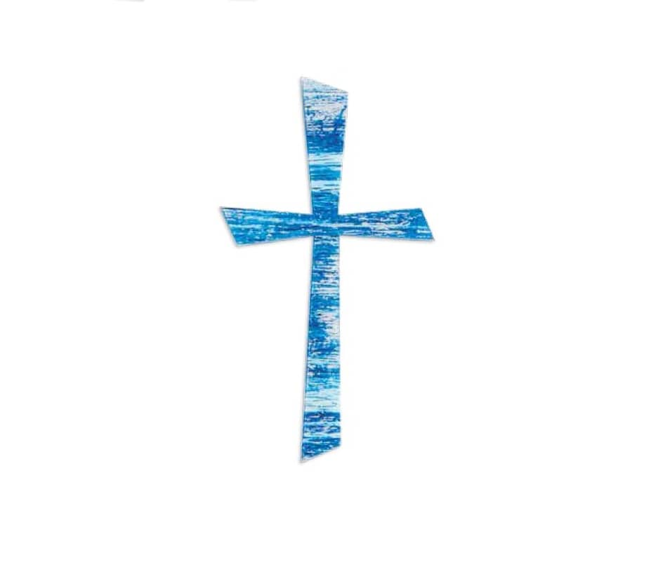 Verzierornament Verzierwachs online bestellen Kreuz blau 150 x 57 mm