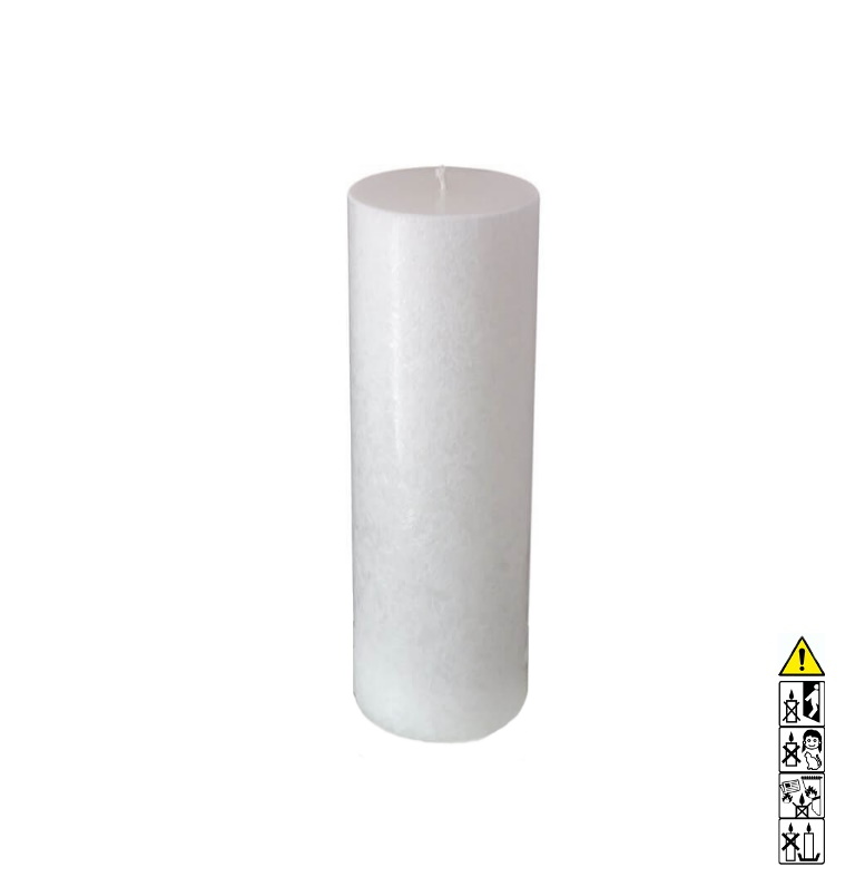 Kerzenrohling Rund Stearin weiß-kristall 80 x 250 mm mit Docht