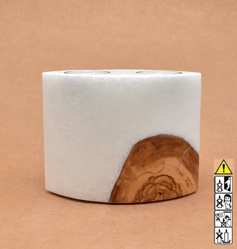 Hochzeitskerze, Kerze mit Holzeinsatz, Teelicht rund, Stearin, im Kerzen online Shop für Hochzeiten bestellen, günstig kaufen.