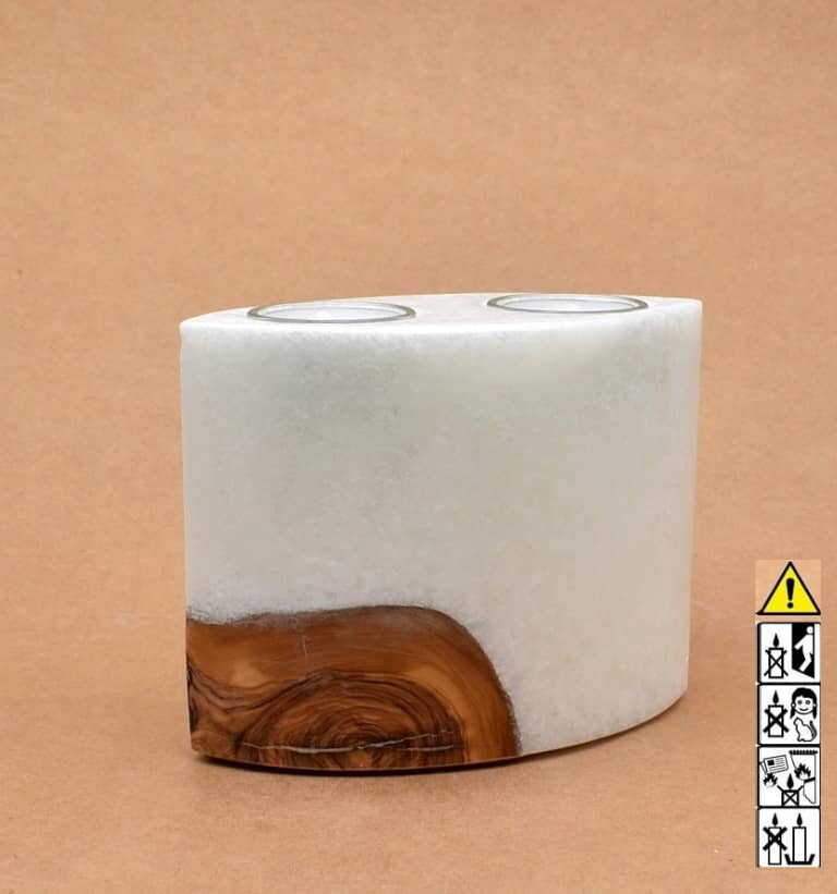 Hochzeitskerze, Kerze mit Holzeinsatz, Teelicht rund, Stearin, im Kerzen online Shop für Hochzeiten bestellen, günstig kaufen.