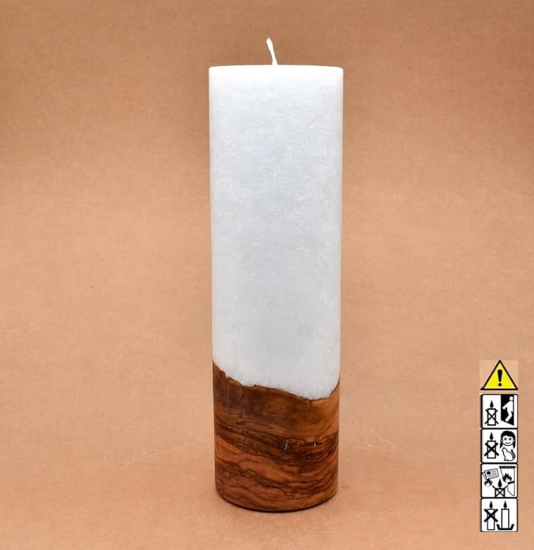 Hochzeitskerze, Kerze mit Holzeinsatz ohne Teelicht rund, Stearin, im Kerzen online Shop für Hochzeiten bestellen, günstig kaufen.