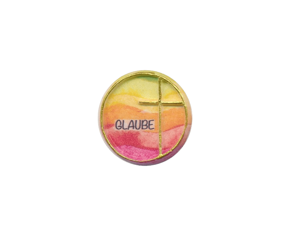 Verzierwachsbild 3D handgemalt: Glaube D = ca. 45 mm (1 Stück)