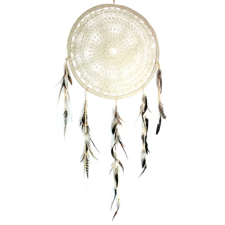 Traumfänger natur 1-fach Ø = 40 cm handgeknüpft mit 5 Federn Traumfänger natur 1-fach Ø = 40 cm handgeknüpft mit 5 Federn