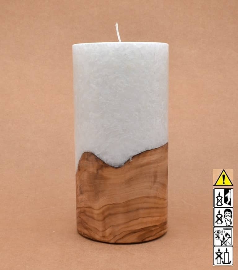 Kerze mit Holzelement, Individuelle, persönliche Hochzeitskerze  Holzkerze, Rund Stearinoptik, Hochzeitskerze mit Teelicht im Kerzen online Shop für Hochzeiten bestellen, günstig kaufen.