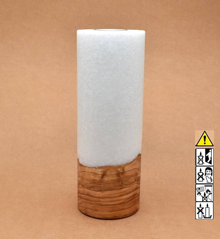 Kerze mit Holzelement, Individuelle, persönliche Hochzeitskerze  Holzkerze, Rund Stearinoptik, Hochzeitskerze mit Teelicht im Kerzen online Shop für Hochzeiten bestellen, günstig kaufen.