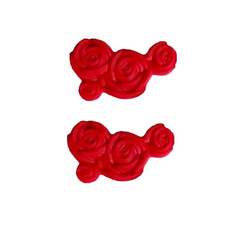 Rosenblüten Kombi 35 x 18mm in rot (2 Stück)