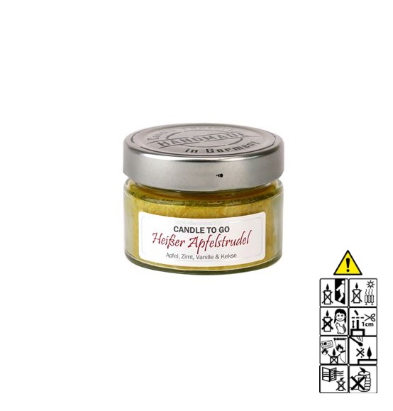 Candle Factory Duftkerze im Weck Glas aus Stearinwachs mit dem Duft Heißer Apfelstrudel Candle to Go die kleine Geschenkkerze und Reisekerze