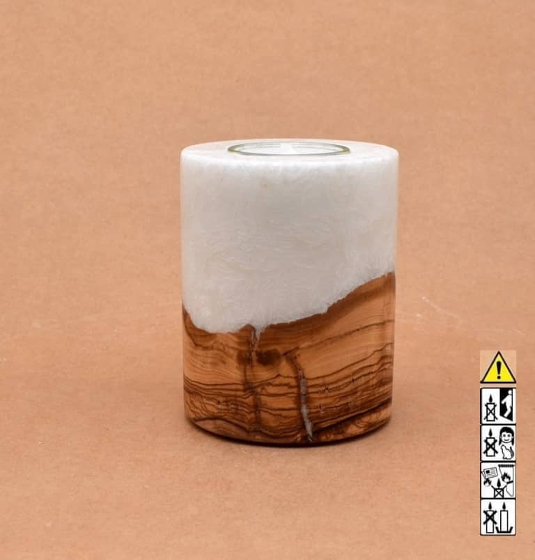 Hochzeitskerze, Kerze mit Holzeinsatz, Teelicht rund, Stearin, im Kerzen online Shop für Hochzeiten bestellen, günstig kaufen.