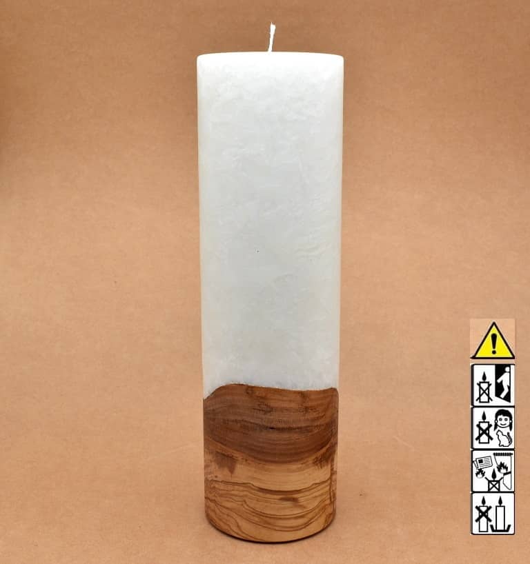 Kerze mit Holzelement, Individuelle, persönliche Hochzeitskerze  Holzkerze, Rund Stearinoptik, Hochzeitskerze mit Teelicht im Kerzen online Shop für Hochzeiten bestellen, günstig kaufen.