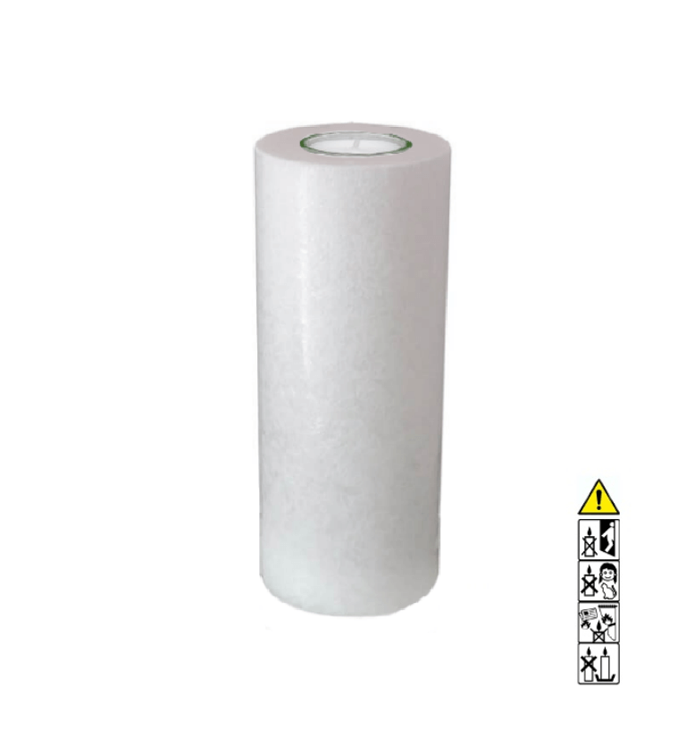 Kerzenrohling Rund Stearin weiß-kristall 100 x 300 mm mit Teelicht