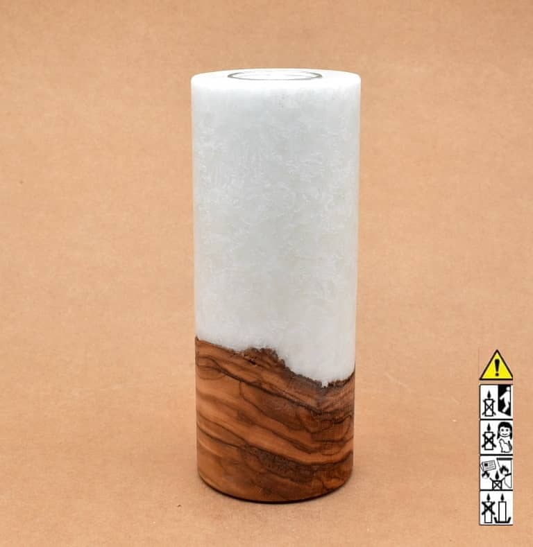 Hochzeitskerze, Kerze mit Holzeinsatz, Teelicht rund, Stearin, im Kerzen online Shop für Hochzeiten bestellen, günstig kaufen.