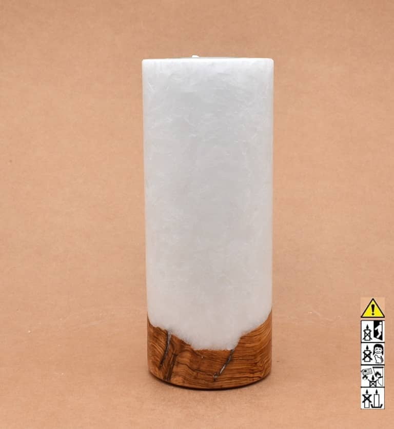 Kerze mit Holz Unikat Rund 80 x 200 mm mit Teelicht Nr.: 18