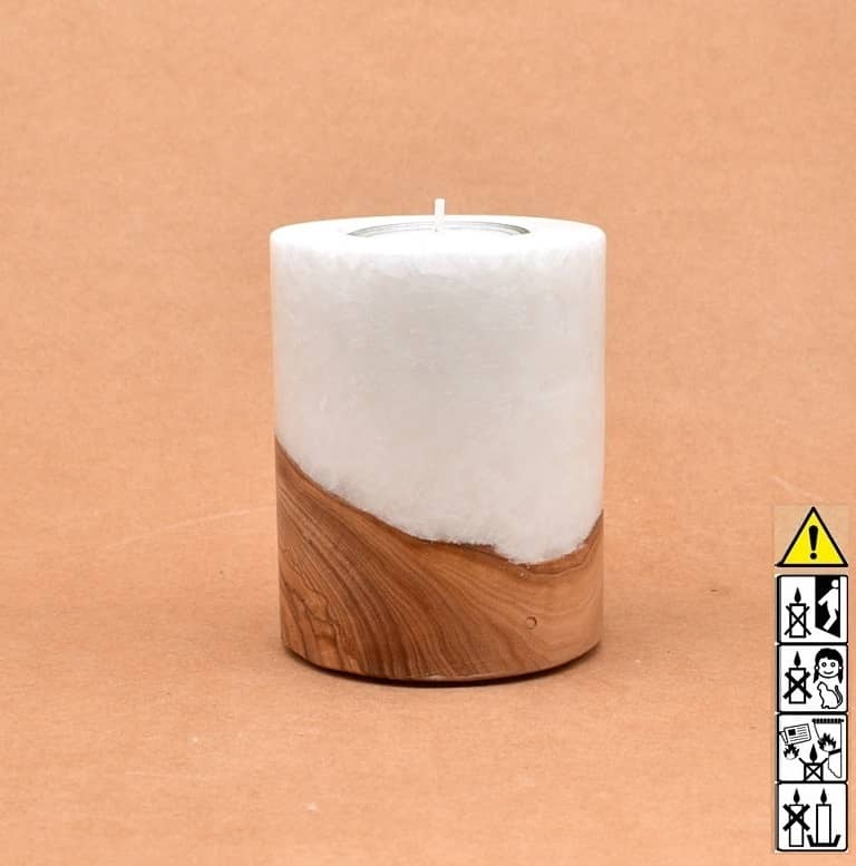 Hochzeitskerze, Kerze mit Holzeinsatz, Teelicht rund, Stearin, im Kerzen online Shop für Hochzeiten bestellen, günstig kaufen.