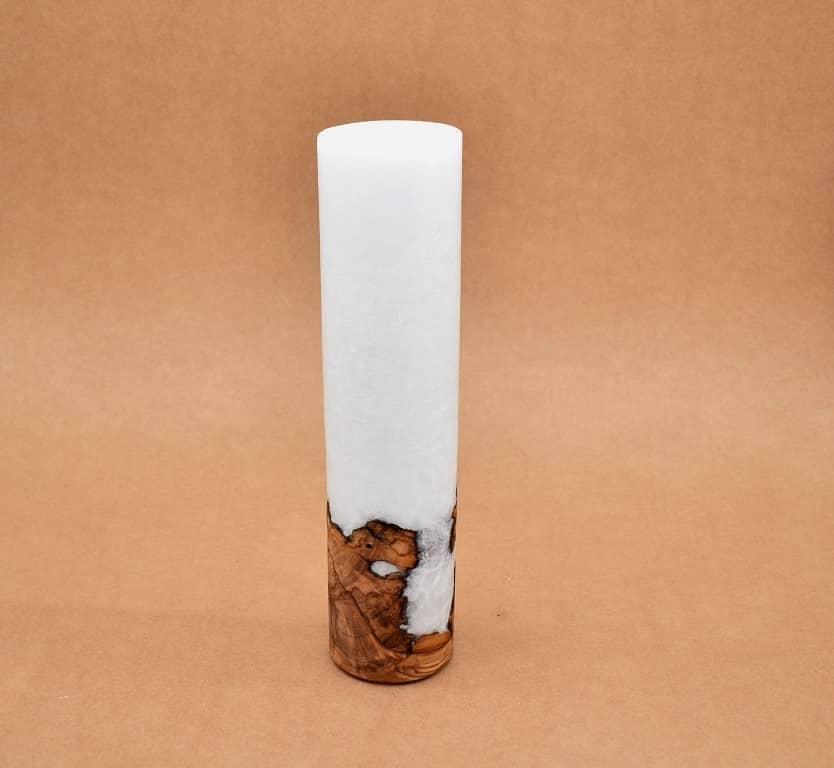 Kerze mit Holz Unikat Rund 60 x 250 mm ohne Teelichteinsatz Nr. 12