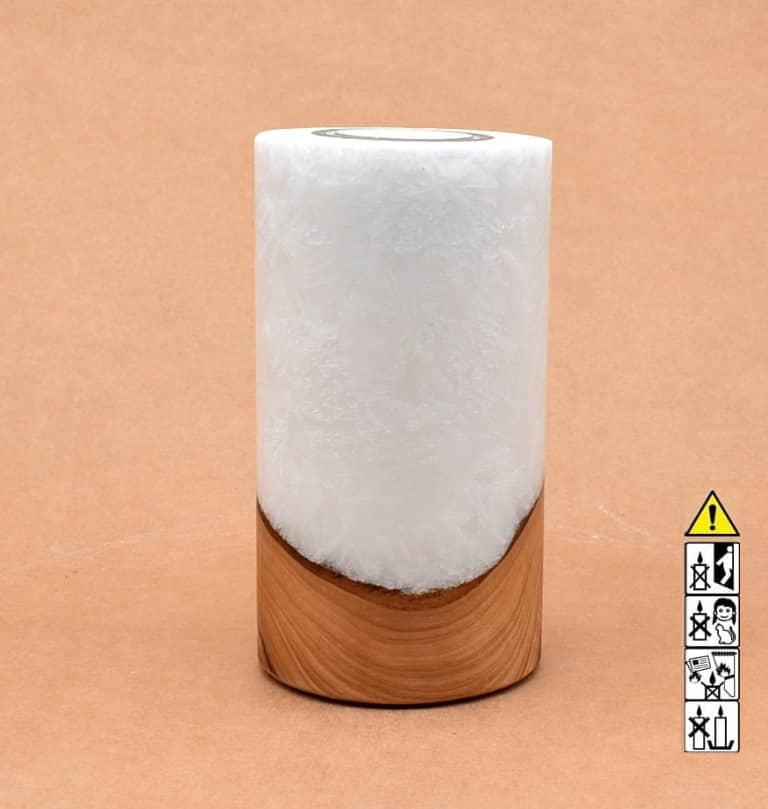 Kerze mit Holz Unikat Rund 80 x 150 mm mit Teelicht Nr.: 3