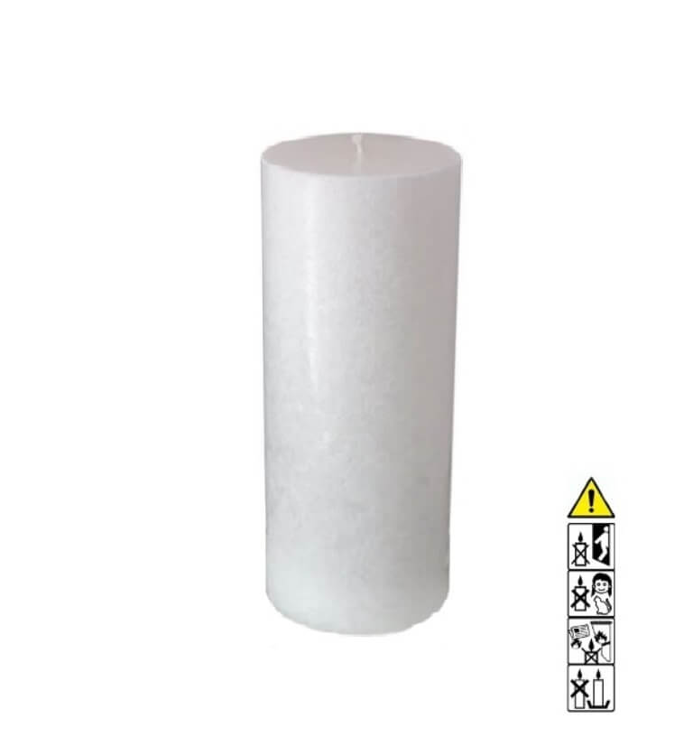 Kerzenrohling Rund Stearin weiß-kristall 100 x 300 mm mit Docht