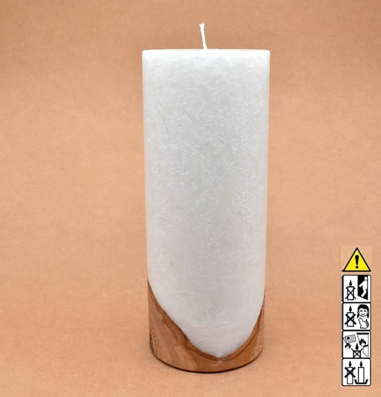 Kerze mit Holz Unikat Rund 100 x 250 mm mit Docht Nr.: 10