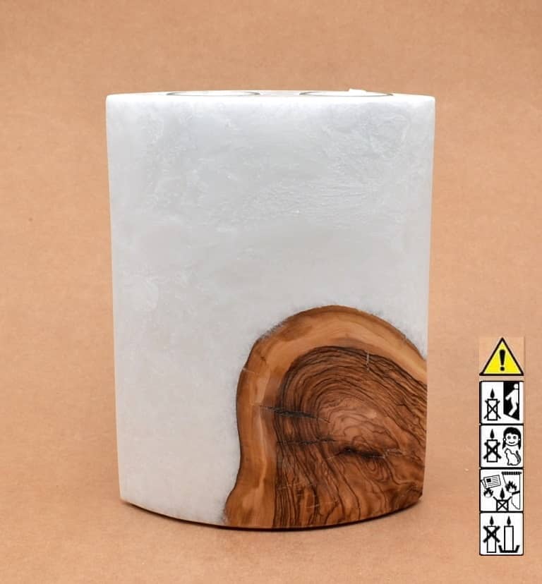 Kerze mit Holzelement, Individuelle, persönliche Hochzeitskerze  Holzkerze, Rund Stearinoptik, Hochzeitskerze mit Teelicht im Kerzen online Shop für Hochzeiten bestellen, günstig kaufen.