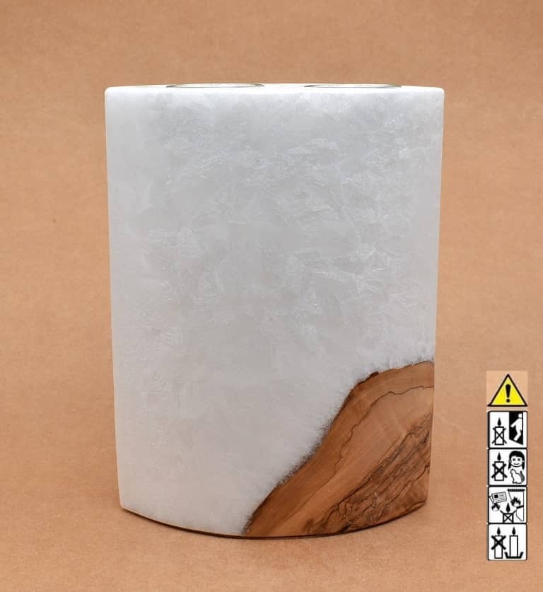 Kerze mit Holzelement, Individuelle, persönliche Hochzeitskerze  Holzkerze, Rund Stearinoptik, Hochzeitskerze mit Teelicht im Kerzen online Shop für Hochzeiten bestellen, günstig kaufen.