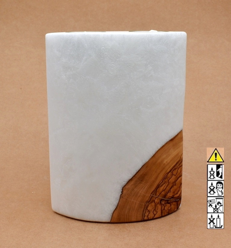 Kerze mit Holzelement, Individuelle, persönliche Hochzeitskerze  Holzkerze, Rund Stearinoptik, Hochzeitskerze mit Teelicht im Kerzen online Shop für Hochzeiten bestellen, günstig kaufen.