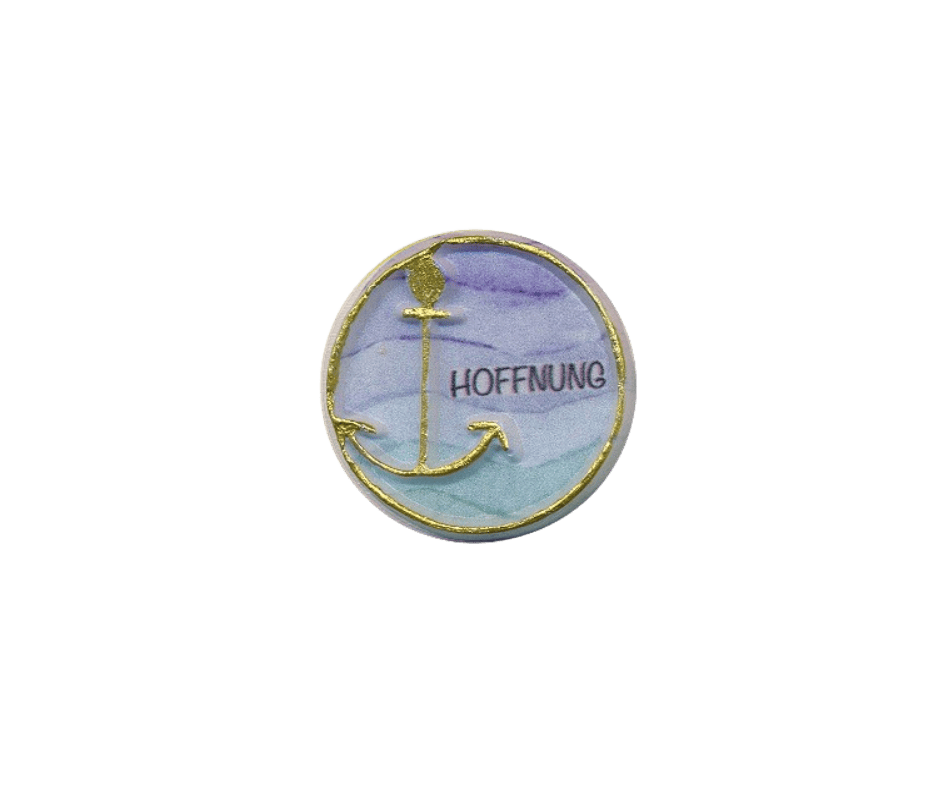 Verzierwachsbild 3D handgemalt: Hoffnung D = ca. 45 mm (1 Stück)