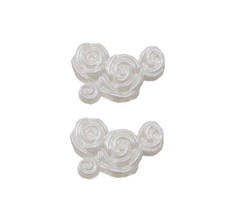 Rosenblüten Kombi 35 x 18mm in perlmutt (2 Stück)