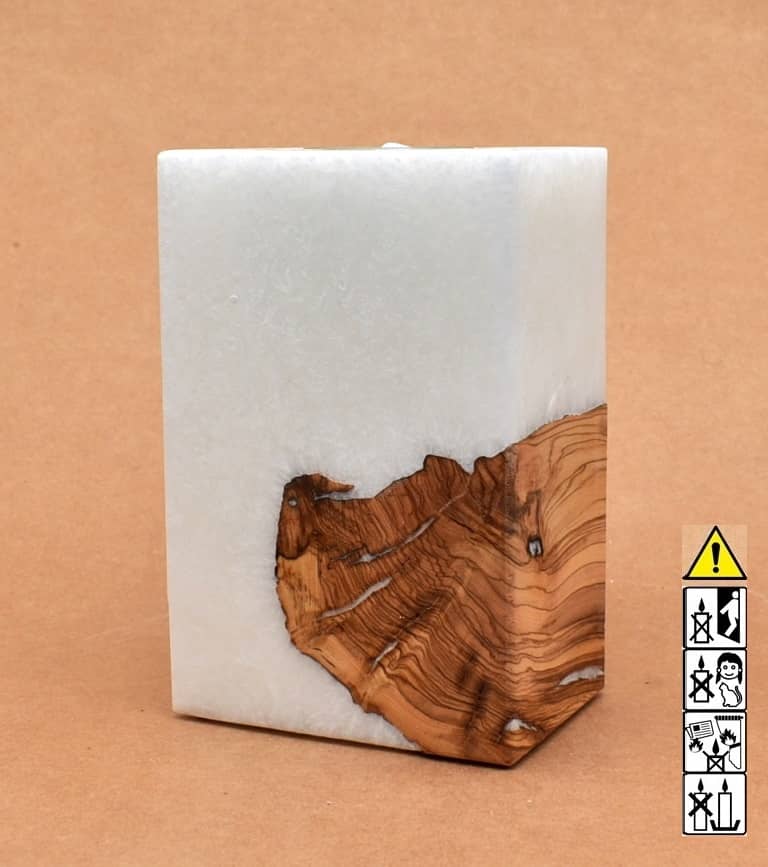 Kerze mit Holz Unikat Quader 70 x 100 x 150 mm mit 1 x Teelicht Nr: 2