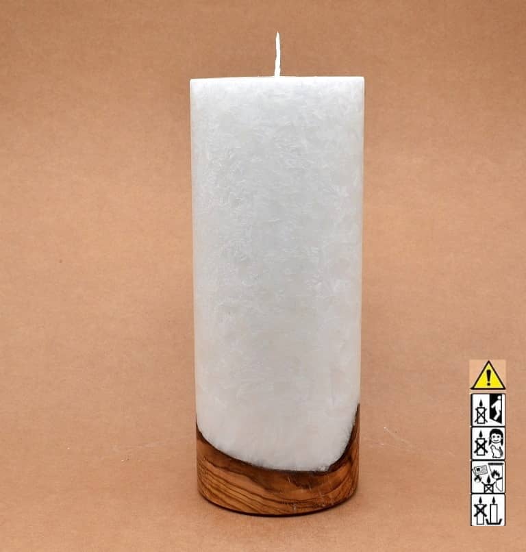 Kerze mit Holz Unikat Rund 100 x 250 mm mit Docht Nr.: 3