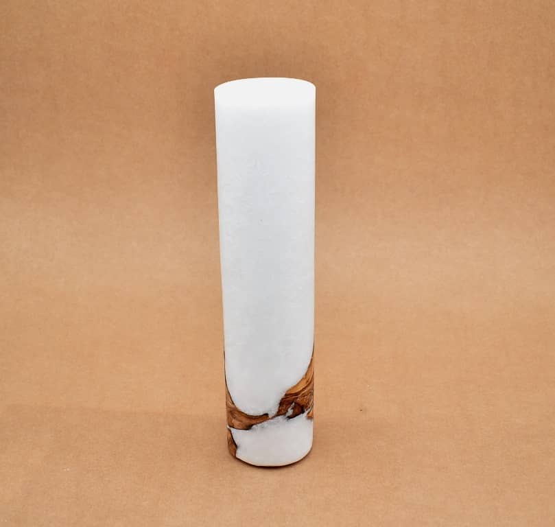 Kerze mit Holz Unikat Rund 60 x 250 mm ohne Teelichteinsatz Nr. 15