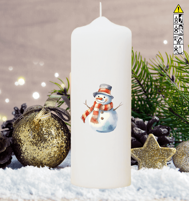 Adventskranzkerzen "Schneemann orange"