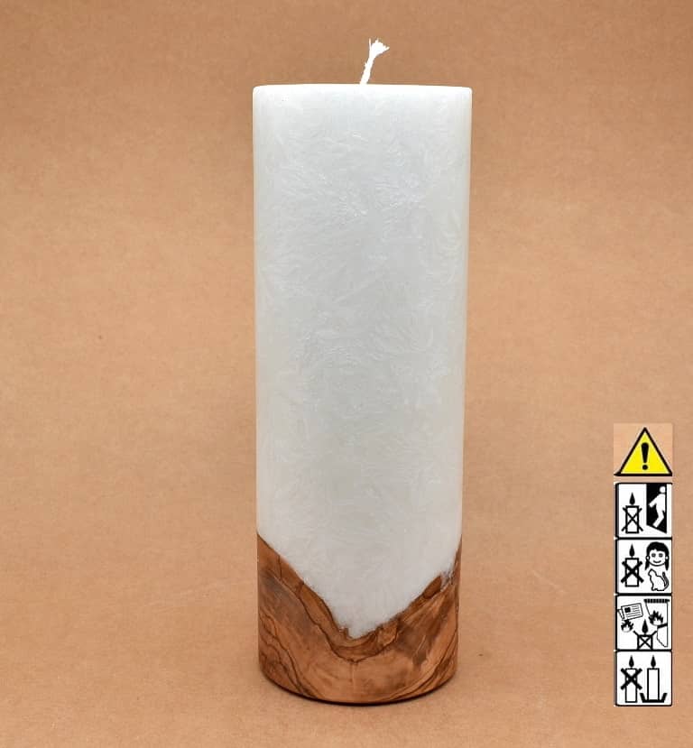 Kerze mit Holzelement, Individuelle, persönliche Hochzeitskerze  Holzkerze, Rund Stearinoptik, Hochzeitskerze mit Teelicht im Kerzen online Shop für Hochzeiten bestellen, günstig kaufen.