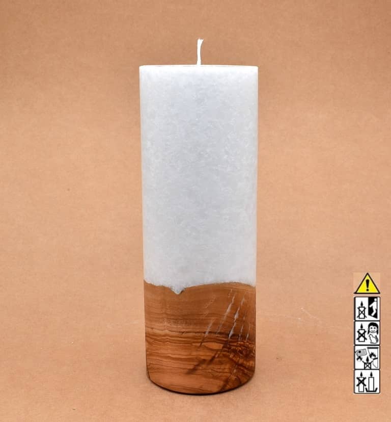 Kerze mit Holzelement, Individuelle, persönliche Hochzeitskerze  Holzkerze, Rund Stearinoptik, Hochzeitskerze mit Teelicht im Kerzen online Shop für Hochzeiten bestellen, günstig kaufen.