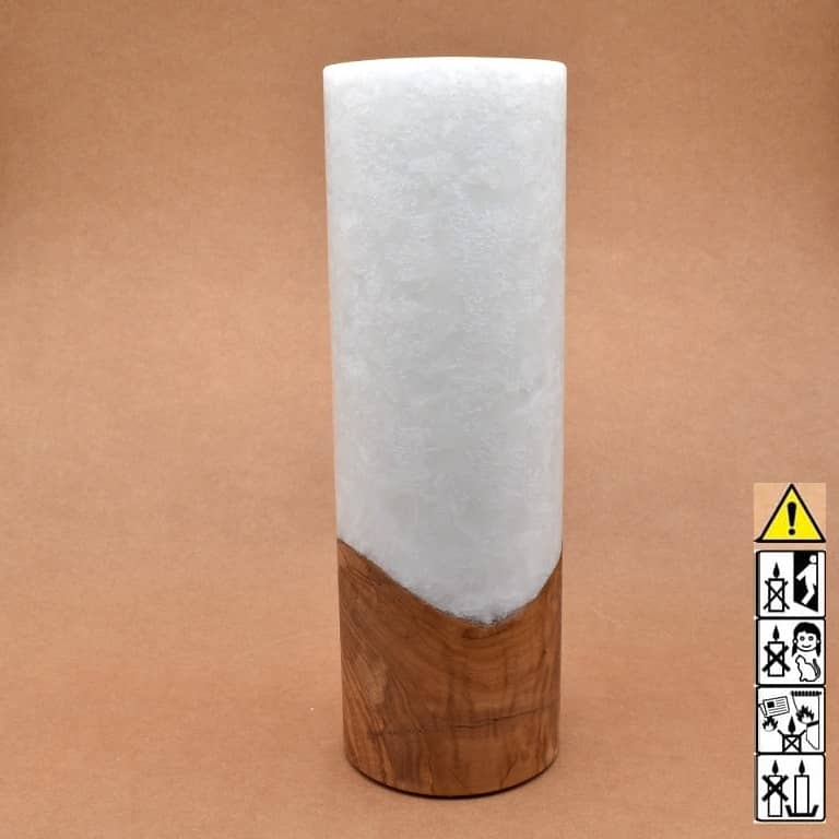Kerze mit Holz Unikat Rund 100 x 300 mm mit Teelicht Nr.: 8