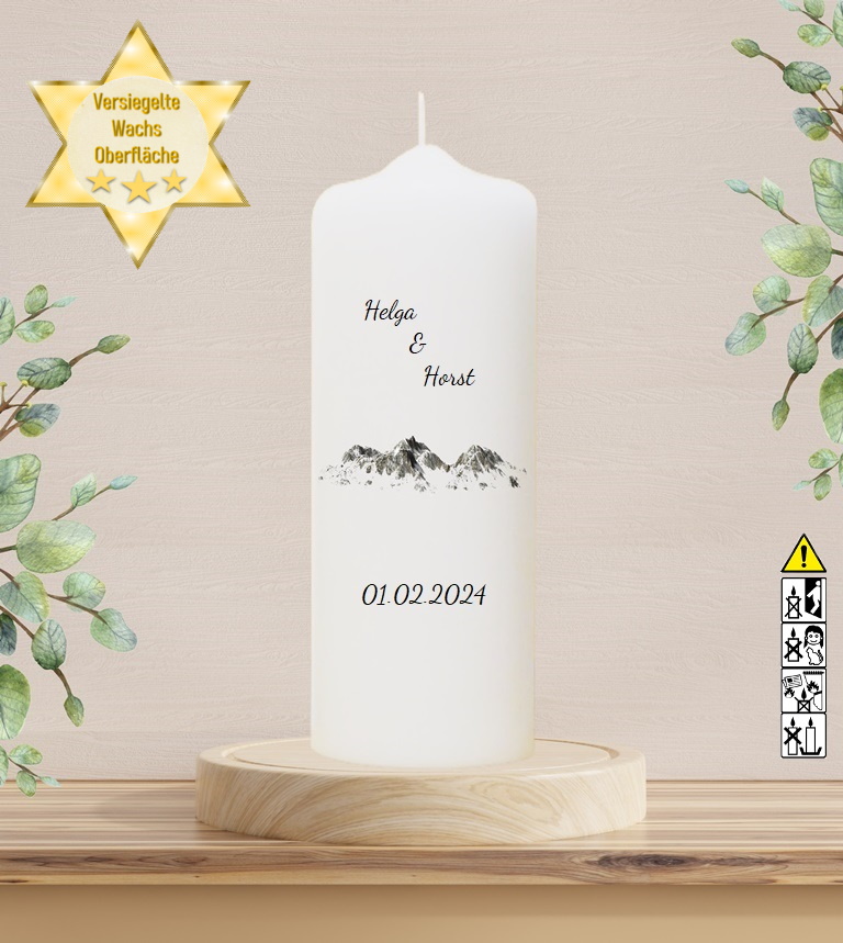 Personalisierte Hochzeitskerze "Berge" 25 cm Personalisierte Hochzeitskerze "Berge" 25 cm