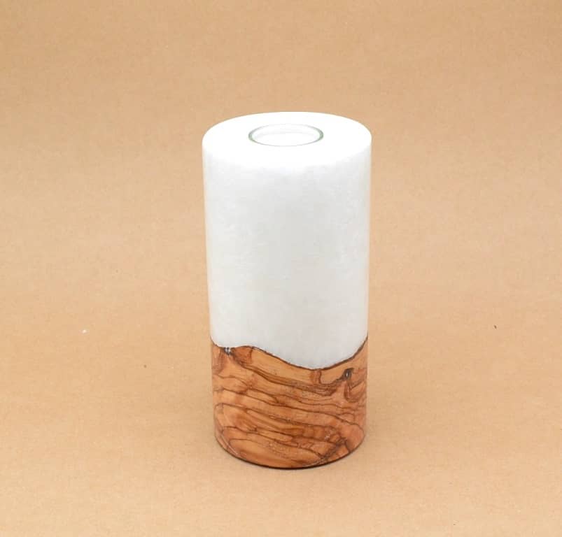 Kerze mit Holz Unikat Rund 100 x 200 mm Nr.6