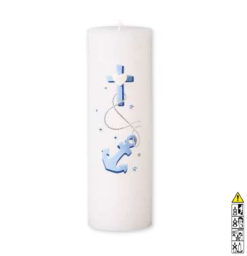 Taufkerze Rustica Anker hellblau 250 x 80 mm Taufkerze kaufen mit Motiv Rustica Anker hellblau 250 x 80 mm