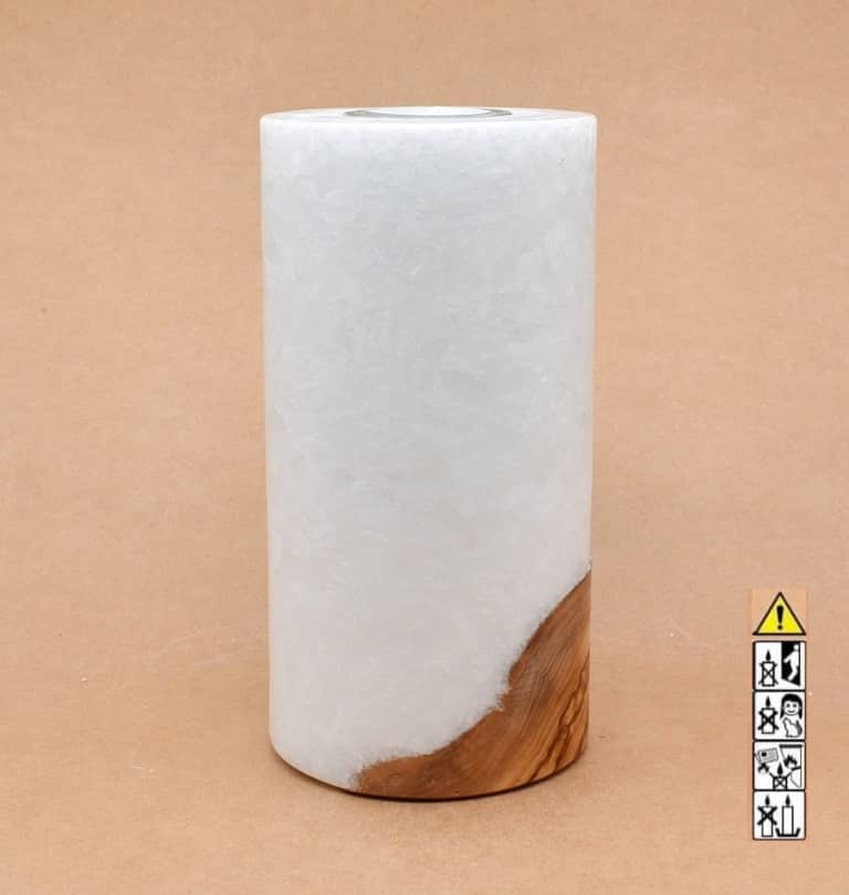 Kerze mit Holz Unikat Rund 100 x 200 mm mit Teelicht Nr.: 1