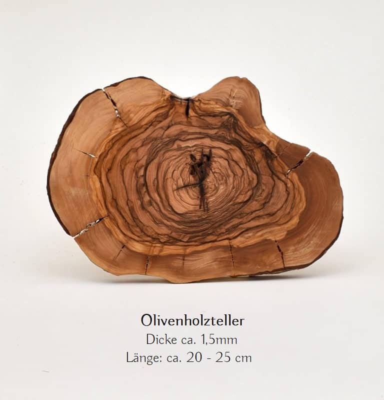 Kerzenteller länglich Olivenholz 20 - 25 cm
