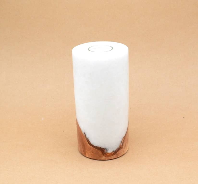 Kerze mit Holz Unikat Rund 100 x 200 mm Nr.3