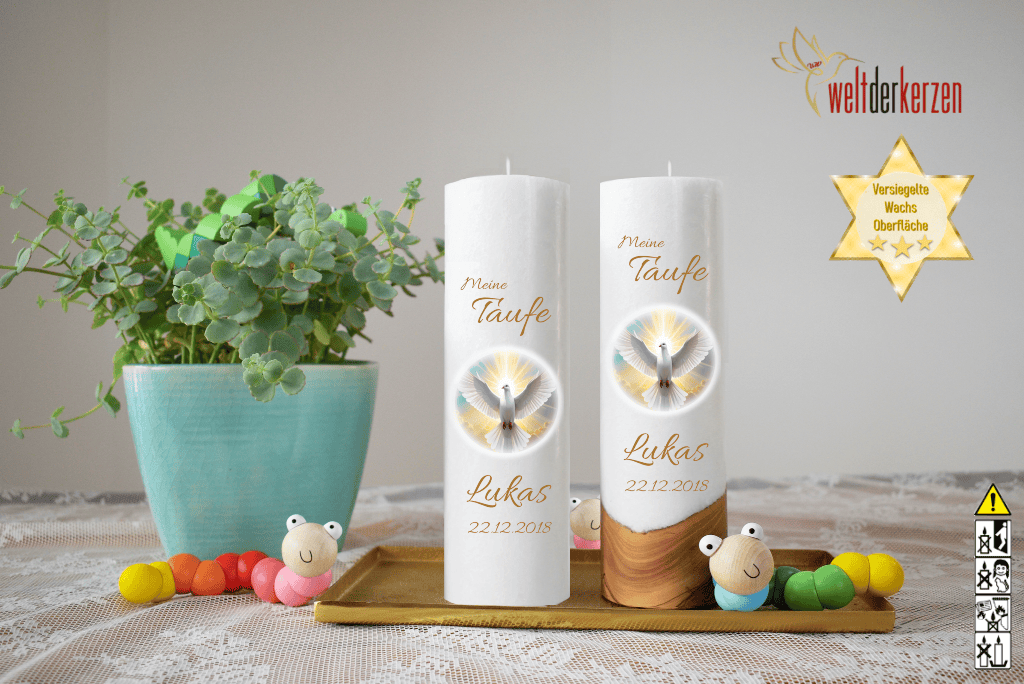 Taufkerze  Ø 6 oder 7 x 25 cm "Heiliger Geist"