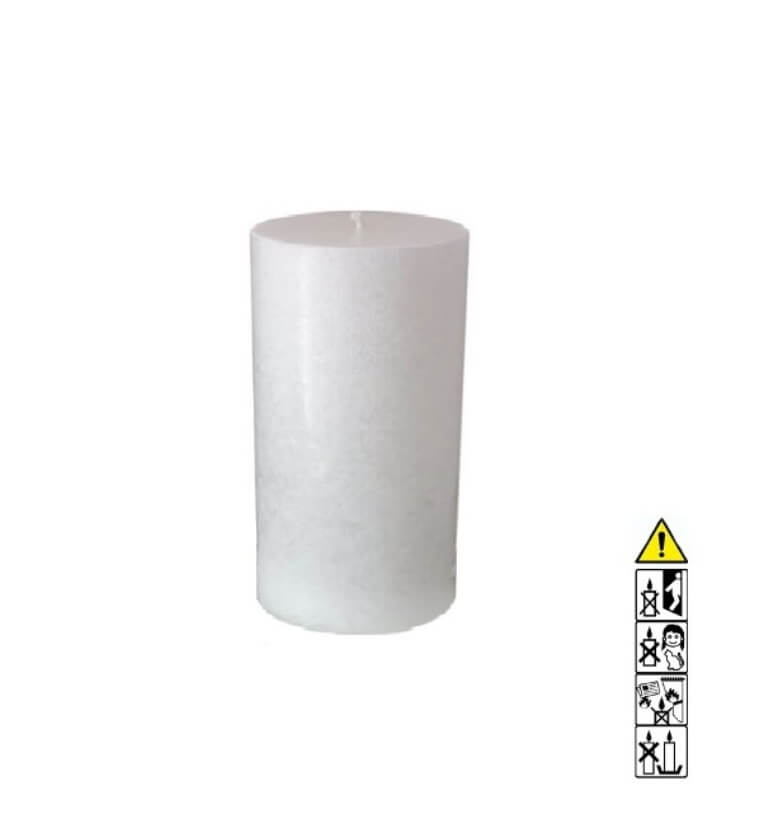 Kerzenrohling Rund Stearin weiß-kristall 90 x 200 mm mit Docht