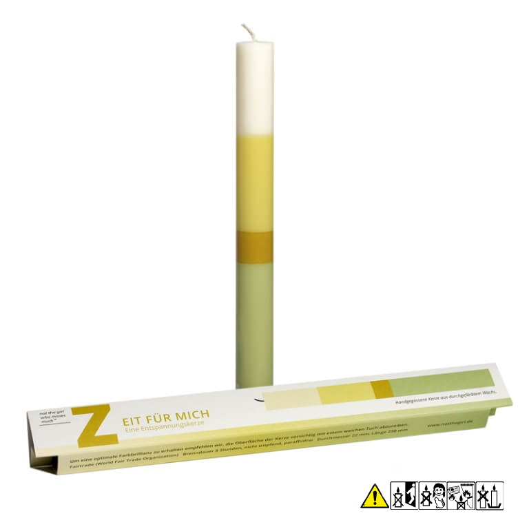 Bunte Stabkerze "Zeit für mich" 22 x 230 mm (ohne Deko)