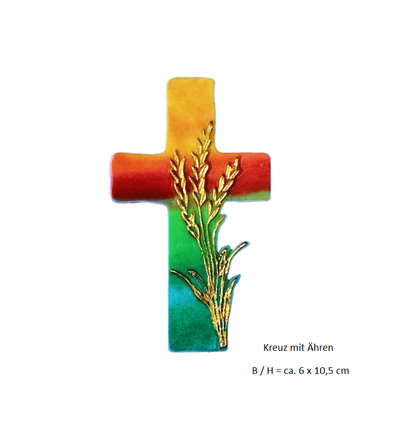 Kreuz mit Ähren in gold 60 x 105 mm grün gelb (1 Stück)