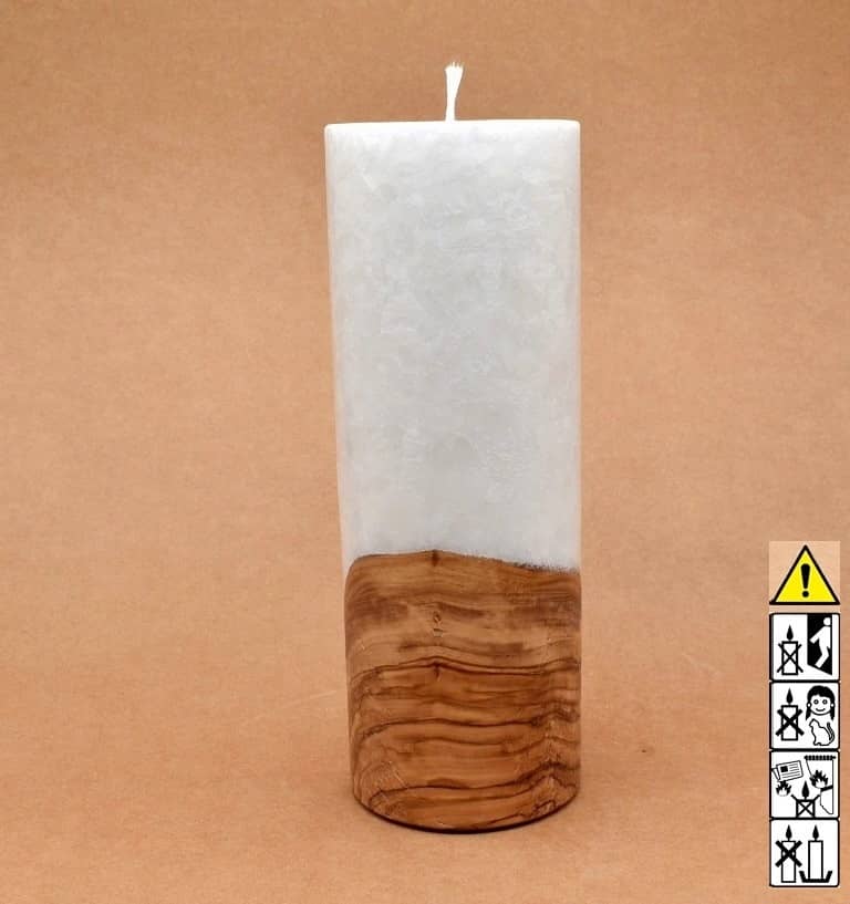 Kerze mit Holzelement, Individuelle, persönliche Hochzeitskerze  Holzkerze, Rund Stearinoptik, Hochzeitskerze mit Teelicht im Kerzen online Shop für Hochzeiten bestellen, günstig kaufen.