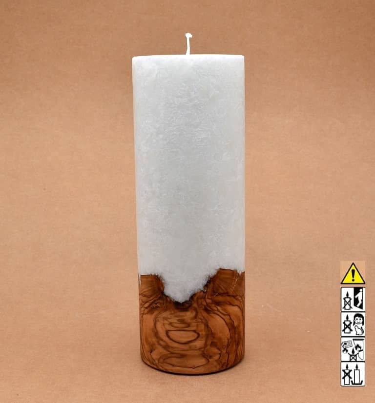 Kerze mit Holzelement, Individuelle, persönliche Hochzeitskerze  Holzkerze, Rund Stearinoptik, Hochzeitskerze mit Teelicht im Kerzen online Shop für Hochzeiten bestellen, günstig kaufen.