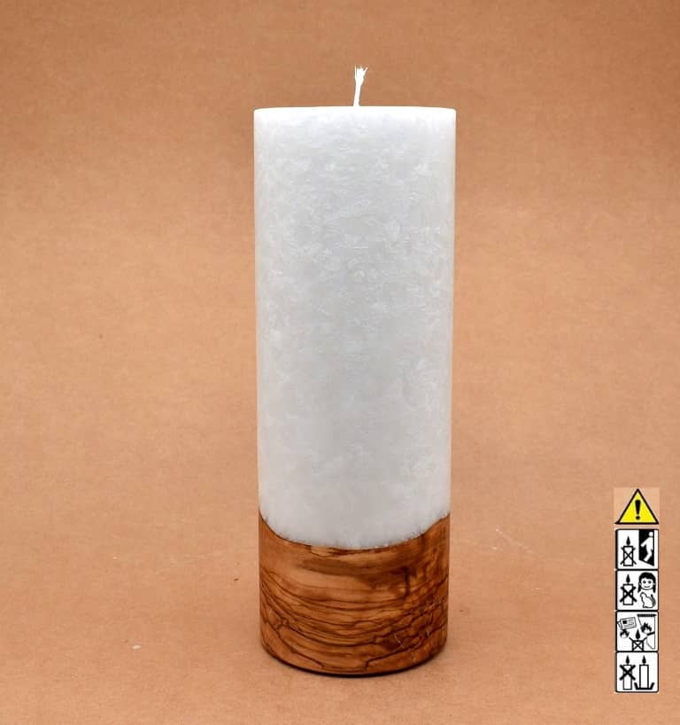 Kerze mit Holzelement, Individuelle, persönliche Hochzeitskerze  Holzkerze, Rund Stearinoptik, Hochzeitskerze mit Teelicht im Kerzen online Shop für Hochzeiten bestellen, günstig kaufen.