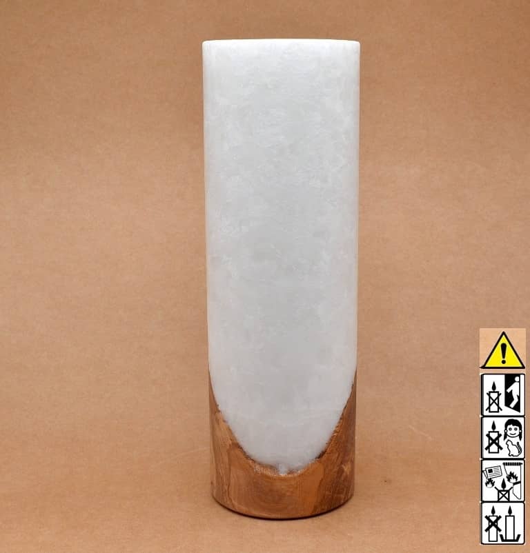 Kerze mit Holz Unikat Rund 100 x 300 mm mit Teelicht Nr.: 10