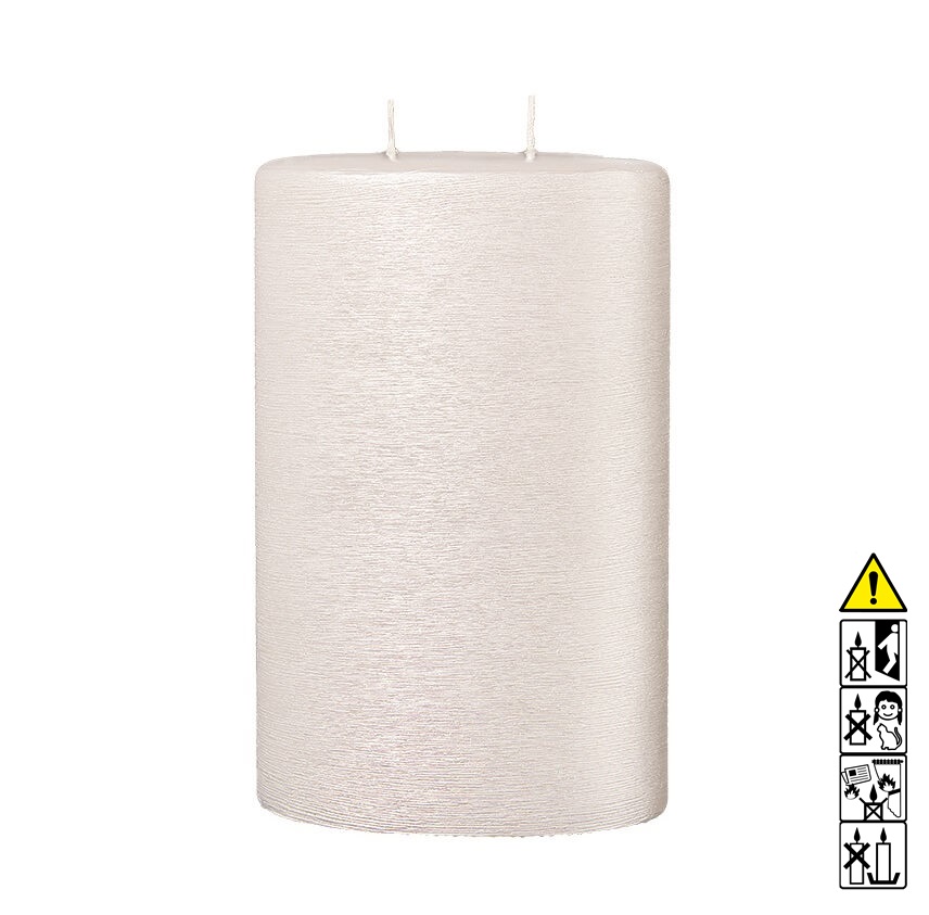 Kerzenrohling Oval abgerundet 2-Docht Perlmutt weiß quer gebürstet Mit hochwertigen Kerzenrohling Oval abgerundet 2-Docht 220 x 135 x 70 mm Perlmutt weiß quer gebürstet bastelt