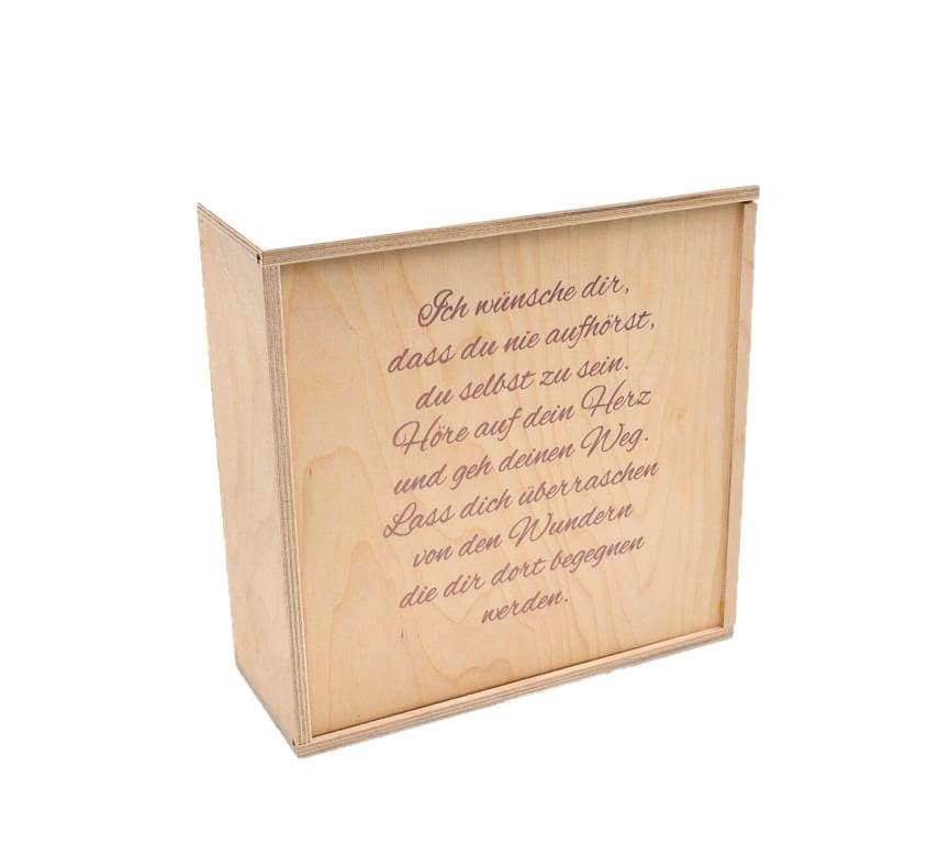 Kerzenbox aus Holz Gr.16 mit Schiebedeckel. Innen = 240 x 240 x 90 mm